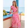 image:imageGRACE KARIN 2026 Women Summer DressMaxi Short Sleeve Floral DressesSemi Formal Flowy Wedding Guest Dress with PocketPink Orange Floral