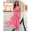 image:imageGRACE KARIN 2026 Women Summer DressMaxi Short Sleeve Floral DressesSemi Formal Flowy Wedding Guest Dress with PocketPink Orange Floral