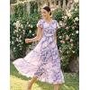 image:imageGRACE KARIN 2026 Women Summer DressMaxi Short Sleeve Floral DressesSemi Formal Flowy Wedding Guest Dress with PocketPurple Dotted Flowers