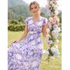 image:imageGRACE KARIN 2026 Women Summer DressMaxi Short Sleeve Floral DressesSemi Formal Flowy Wedding Guest Dress with PocketPurple Dotted Flowers