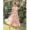 image:imageGRACE KARIN 2026 Women Summer DressMaxi Short Sleeve Floral DressesSemi Formal Flowy Wedding Guest Dress with PocketYellow Brown Smudged