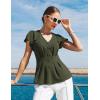 image:imageGRACE KARIN Summer Blouses for Women Dressy Casual 2026 Ruffle Sleeve Peplum Tops Business Work Shirt Fashion ClothingArmy Green