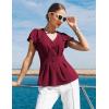 image:imageGRACE KARIN Summer Blouses for Women Dressy Casual 2026 Ruffle Sleeve Peplum Tops Business Work Shirt Fashion ClothingBurgundy