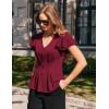 image:imageGRACE KARIN Summer Blouses for Women Dressy Casual 2026 Ruffle Sleeve Peplum Tops Business Work Shirt Fashion ClothingBurgundy