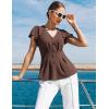 image:imageGRACE KARIN Summer Blouses for Women Dressy Casual 2026 Ruffle Sleeve Peplum Tops Business Work Shirt Fashion ClothingCoffee