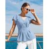 image:imageGRACE KARIN Summer Blouses for Women Dressy Casual 2026 Ruffle Sleeve Peplum Tops Business Work Shirt Fashion ClothingLight Blue