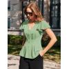image:imageGRACE KARIN Summer Blouses for Women Dressy Casual 2026 Ruffle Sleeve Peplum Tops Business Work Shirt Fashion ClothingLight Green