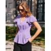 image:imageGRACE KARIN Summer Blouses for Women Dressy Casual 2026 Ruffle Sleeve Peplum Tops Business Work Shirt Fashion ClothingLight Purple