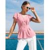 image:imageGRACE KARIN Summer Blouses for Women Dressy Casual 2026 Ruffle Sleeve Peplum Tops Business Work Shirt Fashion ClothingPink