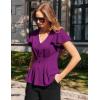image:imageGRACE KARIN Summer Blouses for Women Dressy Casual 2026 Ruffle Sleeve Peplum Tops Business Work Shirt Fashion ClothingPurple