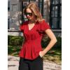 image:imageGRACE KARIN Summer Blouses for Women Dressy Casual 2026 Ruffle Sleeve Peplum Tops Business Work Shirt Fashion ClothingRed