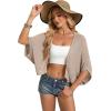 image:imageGRACE KARIN Womens Summer Crochet Cardigans Short Sleeve Cropped Bolero Shrug Lightweight Open Front Sweater OutwearKhaki