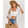 image:imageGRACE KARIN Womens Summer Crochet Cardigans Short Sleeve Cropped Bolero Shrug Lightweight Open Front Sweater OutwearWhite