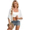 image:imageGRACE KARIN Womens Summer Crochet Cardigans Short Sleeve Cropped Bolero Shrug Lightweight Open Front Sweater OutwearWhite