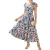 image:imageGRACE KARIN 2026 Women Summer DressMaxi Short Sleeve Floral DressesSemi Formal Flowy Wedding Guest Dress with PocketDark Green Dense Dotted Flowers