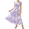 image:imageGRACE KARIN 2026 Women Summer DressMaxi Short Sleeve Floral DressesSemi Formal Flowy Wedding Guest Dress with PocketPurple Dotted Flowers