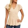 image:imageGRACE KARIN Summer Blouses for Women Dressy Casual 2026 Ruffle Sleeve Peplum Tops Business Work Shirt Fashion ClothingApricot
