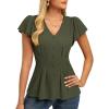 image:imageGRACE KARIN Summer Blouses for Women Dressy Casual 2026 Ruffle Sleeve Peplum Tops Business Work Shirt Fashion ClothingArmy Green