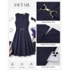 image:imageGRACE KARIN Womens Summer Work Dress 2026 Sleeveless Crewneck A Line Midi Dresses Belted Flowy Business Dresses with PocketsNavy Blue