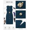 image:imageGRACE KARIN Work Dresses for Women 2026 Summer Sleeveless Bodycon Business Outfits Office Button Knee Length DressesDeep Peacock Blue
