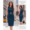 image:imageGRACE KARIN Work Dresses for Women 2026 Summer Sleeveless Bodycon Business Outfits Office Button Knee Length DressesDeep Peacock Blue