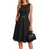 image:imageGRACE KARIN Womens Summer Work Dress 2026 Sleeveless Crewneck A Line Midi Dresses Belted Flowy Business Dresses with PocketsBlack