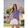 image:imageGRACE KARIN 2026 Boho Tops for Women Dressy CasualRuffle Sleeve Chiffon Blouses Floral ShirtsV Neck Summer Fashion ClothesBlue Orange