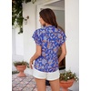 image:imageGRACE KARIN 2026 Boho Tops for Women Dressy CasualRuffle Sleeve Chiffon Blouses Floral ShirtsV Neck Summer Fashion ClothesBlue Orange