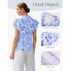 image:imageGRACE KARIN 2026 Boho Tops for Women Dressy CasualRuffle Sleeve Chiffon Blouses Floral ShirtsV Neck Summer Fashion ClothesBlue White