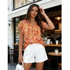 image:imageGRACE KARIN 2026 Boho Tops for Women Dressy CasualRuffle Sleeve Chiffon Blouses Floral ShirtsV Neck Summer Fashion ClothesOrange