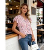 image:imageGRACE KARIN 2026 Boho Tops for Women Dressy CasualRuffle Sleeve Chiffon Blouses Floral ShirtsV Neck Summer Fashion ClothesPink