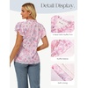 image:imageGRACE KARIN 2026 Boho Tops for Women Dressy CasualRuffle Sleeve Chiffon Blouses Floral ShirtsV Neck Summer Fashion ClothesPink