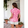 image:imageGRACE KARIN 2026 Boho Tops for Women Dressy CasualRuffle Sleeve Chiffon Blouses Floral ShirtsV Neck Summer Fashion ClothesPink Floral