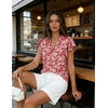 image:imageGRACE KARIN 2026 Boho Tops for Women Dressy CasualRuffle Sleeve Chiffon Blouses Floral ShirtsV Neck Summer Fashion ClothesPink Rose