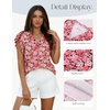 image:imageGRACE KARIN 2026 Boho Tops for Women Dressy CasualRuffle Sleeve Chiffon Blouses Floral ShirtsV Neck Summer Fashion ClothesPink Rose