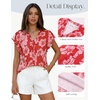 image:imageGRACE KARIN 2026 Boho Tops for Women Dressy CasualRuffle Sleeve Chiffon Blouses Floral ShirtsV Neck Summer Fashion ClothesRed Pink