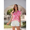 image:imageGRACE KARIN 2026 Boho Tops for Women Dressy CasualRuffle Sleeve Chiffon Blouses Floral ShirtsV Neck Summer Fashion ClothesRose Red