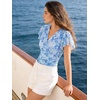 image:imageGRACE KARIN 2026 Womens Mesh Tops Summer Ruffle Sleeve Dressy Casual Top Floral Wrap Blouse Fashion OutfitsBlue Floral