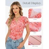 image:imageGRACE KARIN 2026 Womens Mesh Tops Summer Ruffle Sleeve Dressy Casual Top Floral Wrap Blouse Fashion OutfitsOrange