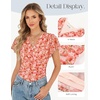 image:imageGRACE KARIN 2026 Womens Mesh Tops Summer Ruffle Sleeve Dressy Casual Top Floral Wrap Blouse Fashion OutfitsOrange Floral