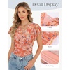 image:imageGRACE KARIN 2026 Womens Mesh Tops Summer Ruffle Sleeve Dressy Casual Top Floral Wrap Blouse Fashion OutfitsOrange Flower