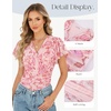 image:imageGRACE KARIN 2026 Womens Mesh Tops Summer Ruffle Sleeve Dressy Casual Top Floral Wrap Blouse Fashion OutfitsPink Floral