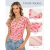 image:imageGRACE KARIN 2026 Womens Mesh Tops Summer Ruffle Sleeve Dressy Casual Top Floral Wrap Blouse Fashion OutfitsPink Red
