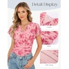 image:imageGRACE KARIN 2026 Womens Mesh Tops Summer Ruffle Sleeve Dressy Casual Top Floral Wrap Blouse Fashion OutfitsPink Red Floral