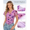 image:imageGRACE KARIN 2026 Womens Mesh Tops Summer Ruffle Sleeve Dressy Casual Top Floral Wrap Blouse Fashion OutfitsPurple