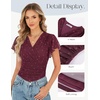 image:imageGRACE KARIN 2026 Womens Mesh Tops Summer Ruffle Sleeve Dressy Casual Top Floral Wrap Blouse Fashion OutfitsWine Red