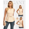 image:imageGRACE KARIN Peplum Tops for Women Work Business Casual Dressy Blouses ShirtsSleeveless Office Outfits with Tie Belt 2026Apricot