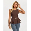 image:imageGRACE KARIN Peplum Tops for Women Work Business Casual Dressy Blouses ShirtsSleeveless Office Outfits with Tie Belt 2026Brown