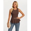 image:imageGRACE KARIN Peplum Tops for Women Work Business Casual Dressy Blouses ShirtsSleeveless Office Outfits with Tie Belt 2026Brown