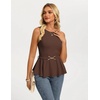 image:imageGRACE KARIN Peplum Tops for Women Work Business Casual Dressy Blouses ShirtsSleeveless Office Outfits with Tie Belt 2026Brown